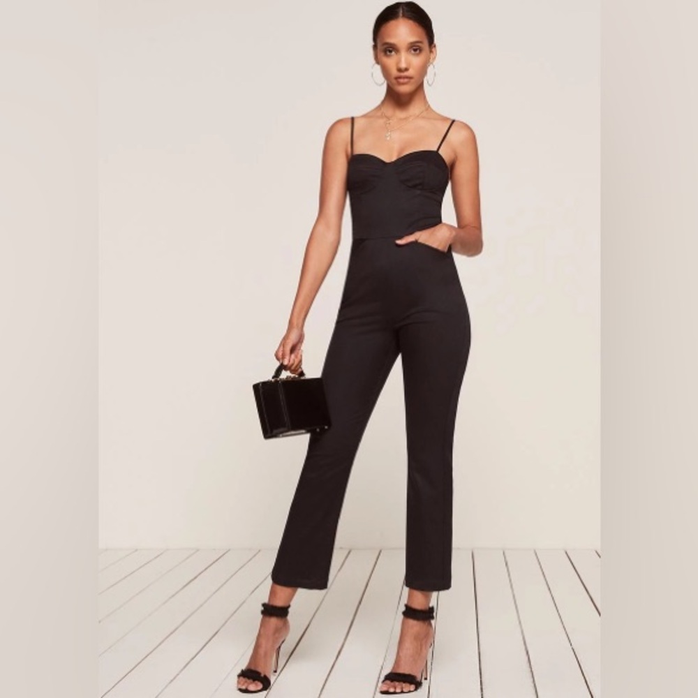 Reformation Norwood Black Sweetheart Jumpsuit Wide Leg Size 2 - Picture 8 of 15